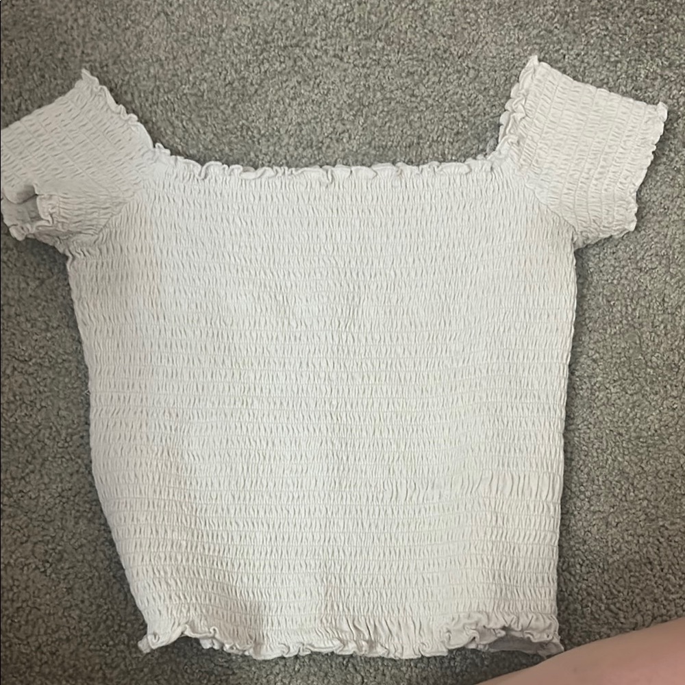 Hollister White Smocked Blouse Crop Top